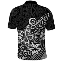 Polynesia Polo Shirt Plumeria Black Curves - Wonder Print Shop