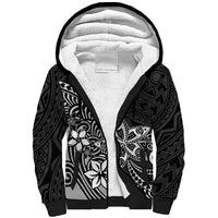 Polynesia Sherpa Hoodie Plumeria Black Curves - Wonder Print Shop
