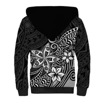 Polynesia Sherpa Hoodie Plumeria Black Curves - Wonder Print Shop