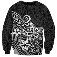 Polynesia Sweatshirt Plumeria Black Curves - Wonder Print Shop