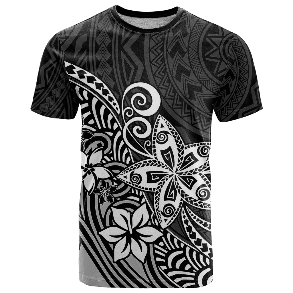 Polynesia T Shirt Plumeria Black Curves - Wonder Print Shop