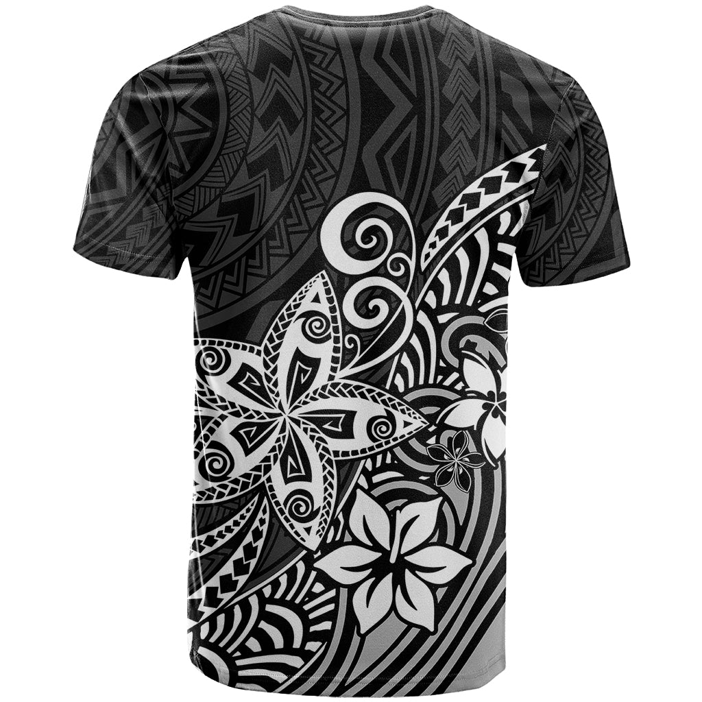 Polynesia T Shirt Plumeria Black Curves - Wonder Print Shop