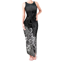Polynesia Tank Maxi Dress Plumeria Black Curves - Wonder Print Shop