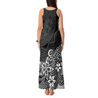 Polynesia Tank Maxi Dress Plumeria Black Curves - Wonder Print Shop