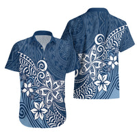 Polynesia Hawaiian Shirt Plumeria Blue Curves - Wonder Print Shop