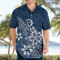 Polynesia Hawaiian Shirt Plumeria Blue Curves - Wonder Print Shop