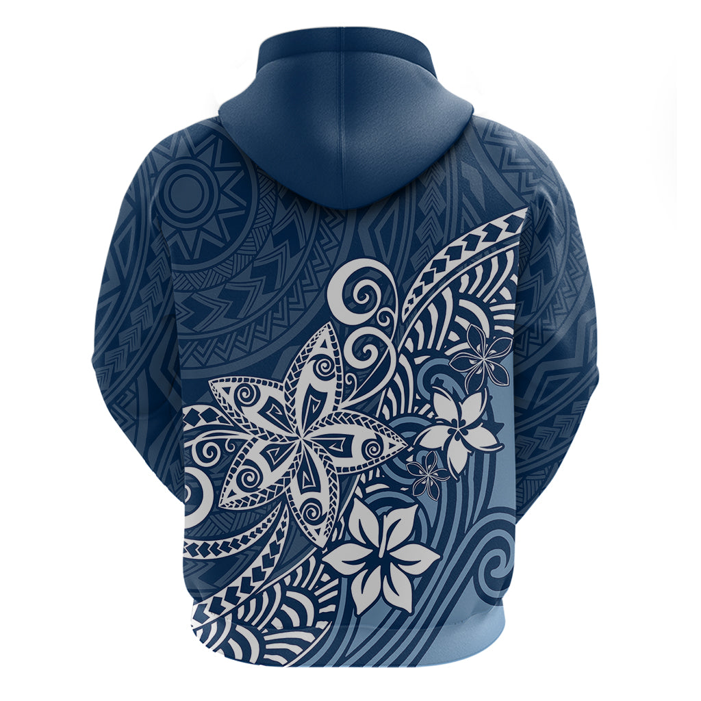 Polynesia Hoodie Plumeria Blue Curves - Wonder Print Shop