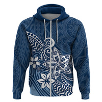 Polynesia Hoodie Plumeria Blue Curves - Wonder Print Shop