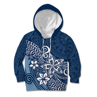 Polynesia Kid Hoodie Plumeria Blue Curves - Wonder Print Shop