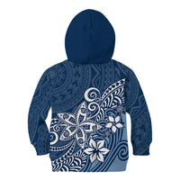 Polynesia Kid Hoodie Plumeria Blue Curves - Wonder Print Shop