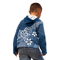 Polynesia Kid Hoodie Plumeria Blue Curves - Wonder Print Shop