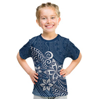 Polynesia Kid T Shirt Plumeria Blue Curves - Wonder Print Shop
