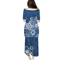Polynesia Puletasi Plumeria Blue Curves - Wonder Print Shop