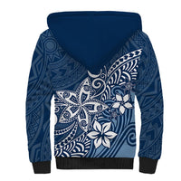 Polynesia Sherpa Hoodie Plumeria Blue Curves - Wonder Print Shop