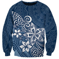 Polynesia Sweatshirt Plumeria Blue Curves - Wonder Print Shop