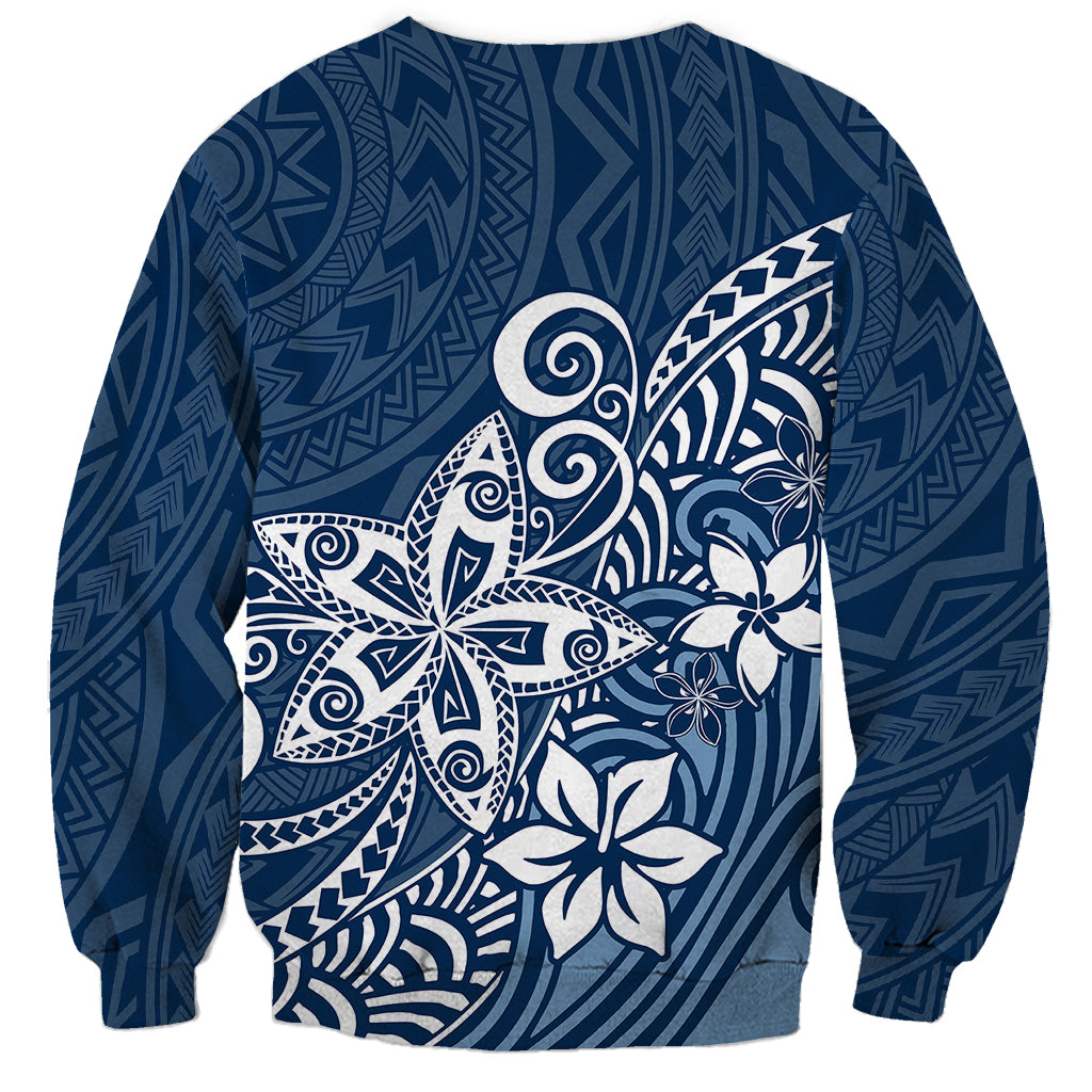 Polynesia Sweatshirt Plumeria Blue Curves - Wonder Print Shop