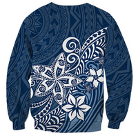 Polynesia Sweatshirt Plumeria Blue Curves - Wonder Print Shop