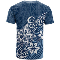 Polynesia T Shirt Plumeria Blue Curves - Wonder Print Shop