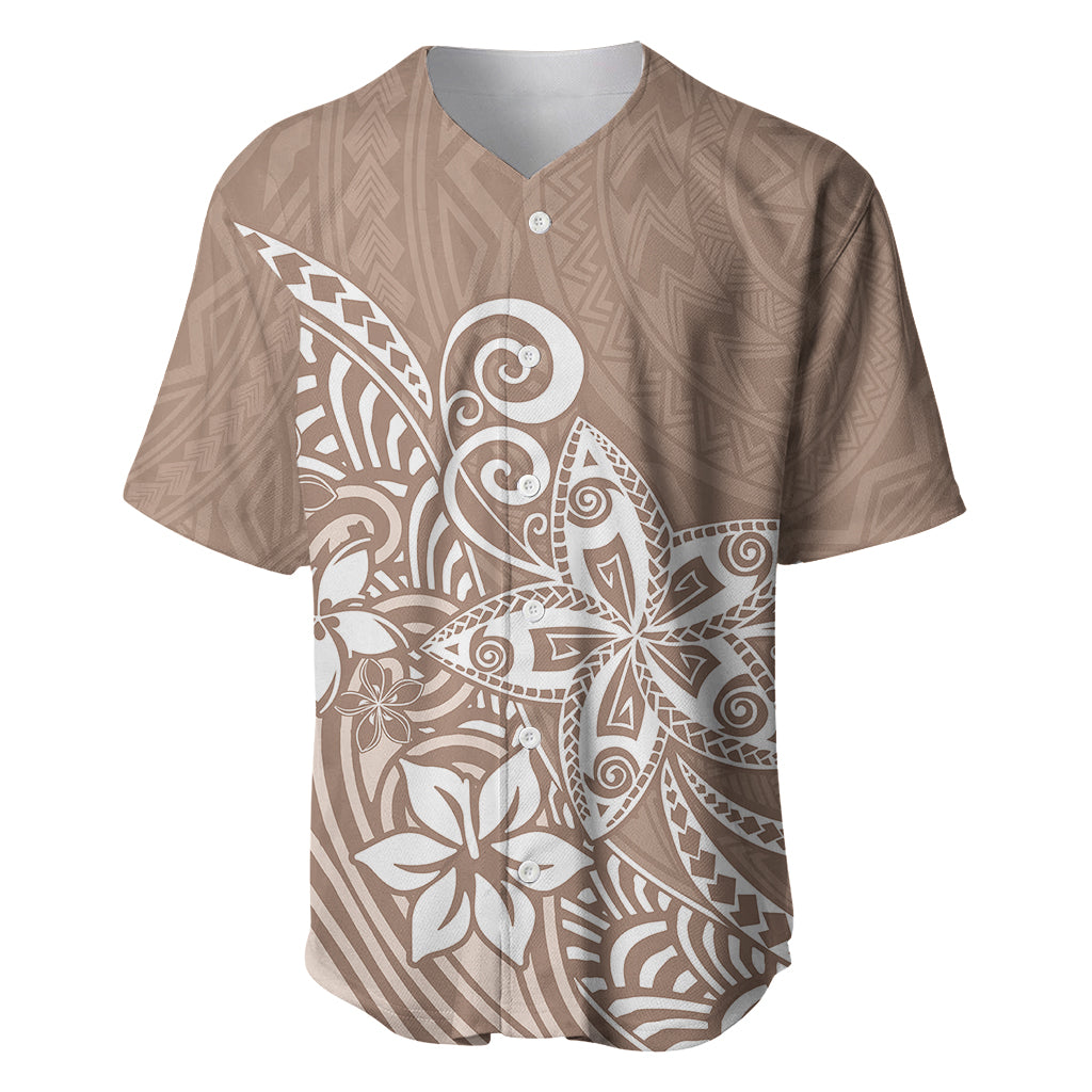 Polynesia Baseball Jersey Plumeria Beige Curves LT7 - Wonder Print Shop