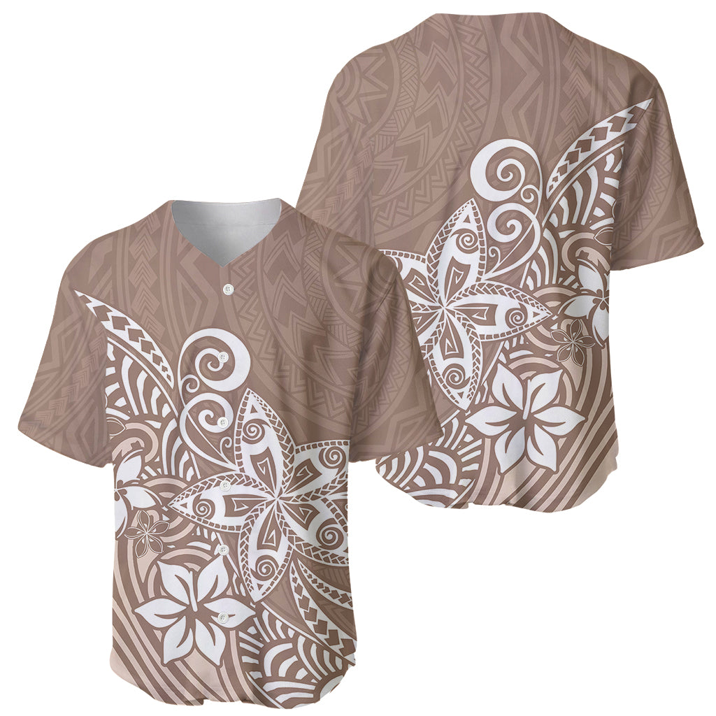 Polynesia Baseball Jersey Plumeria Beige Curves LT7 - Wonder Print Shop