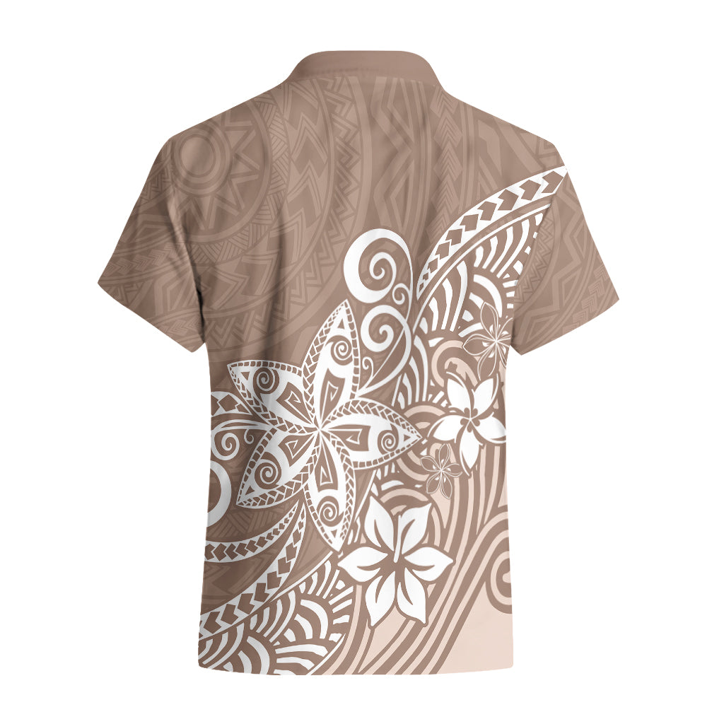 Polynesia Hawaiian Shirt Plumeria Beige Curves - Wonder Print Shop