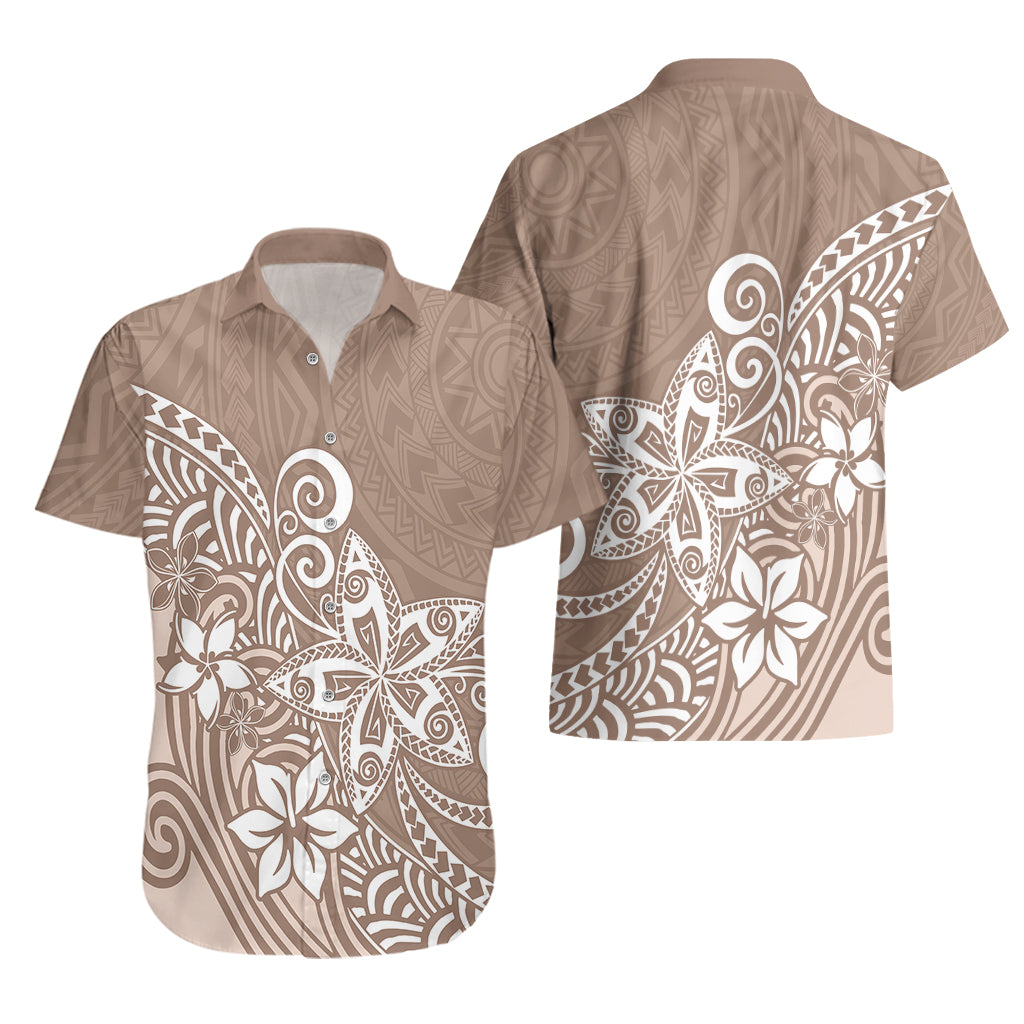 Polynesia Hawaiian Shirt Plumeria Beige Curves - Wonder Print Shop