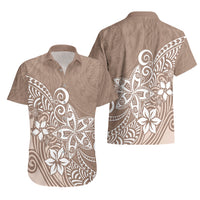 Polynesia Hawaiian Shirt Plumeria Beige Curves - Wonder Print Shop