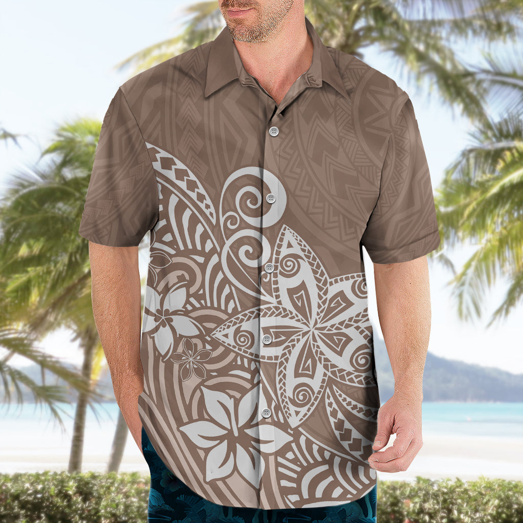 Polynesia Hawaiian Shirt Plumeria Beige Curves - Wonder Print Shop
