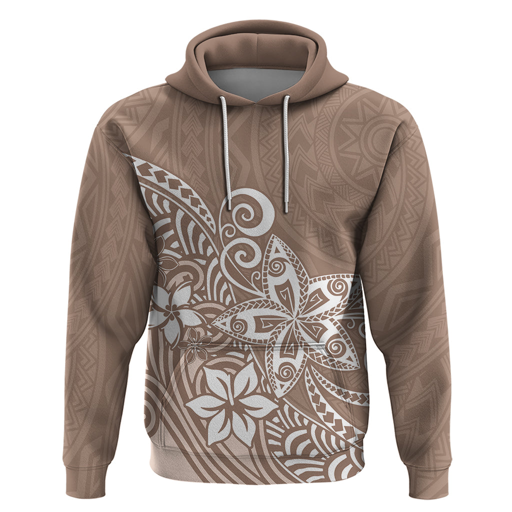 Polynesia Hoodie Plumeria Beige Curves - Wonder Print Shop