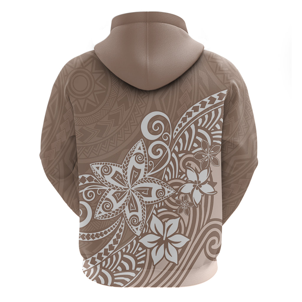 Polynesia Hoodie Plumeria Beige Curves - Wonder Print Shop