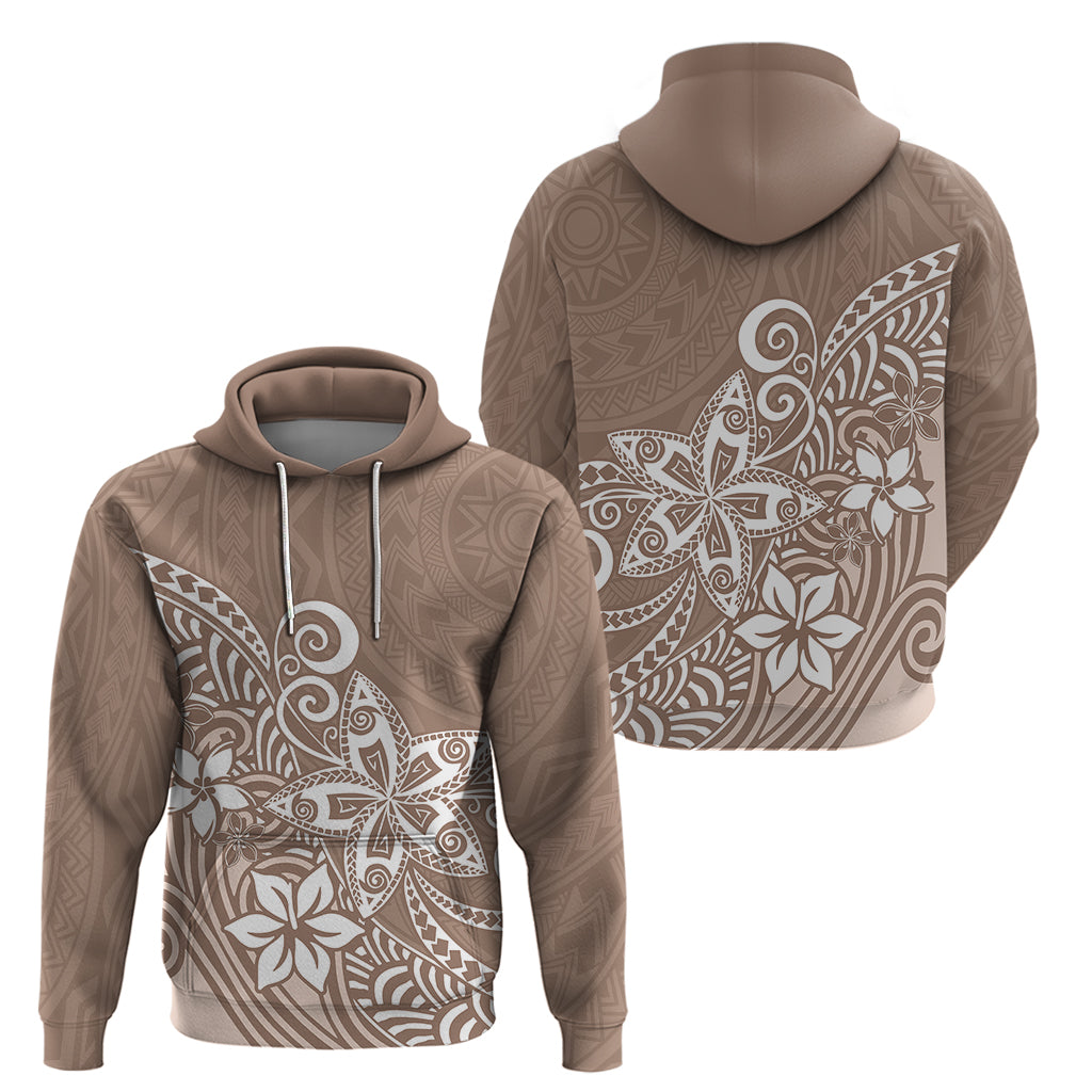 Polynesia Hoodie Plumeria Beige Curves - Wonder Print Shop