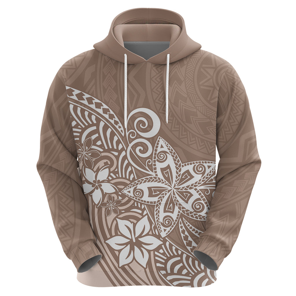 Polynesia Hoodie Plumeria Beige Curves - Wonder Print Shop