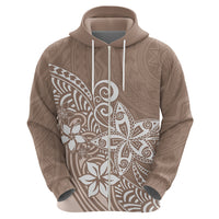 Polynesia Hoodie Plumeria Beige Curves - Wonder Print Shop