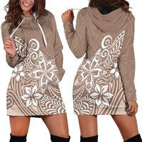 Polynesia Hoodie Dress Plumeria Beige Curves - Wonder Print Shop