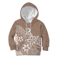 Polynesia Kid Hoodie Plumeria Beige Curves - Wonder Print Shop