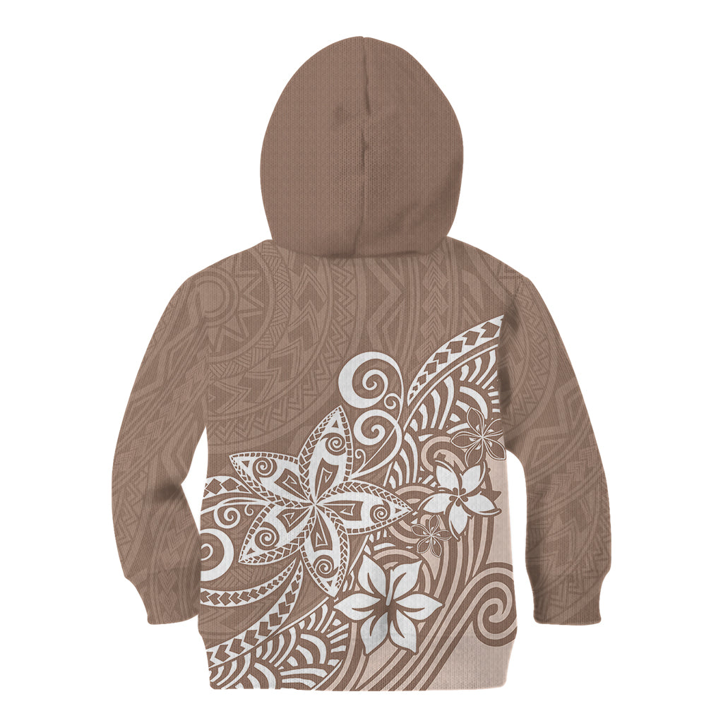 Polynesia Kid Hoodie Plumeria Beige Curves - Wonder Print Shop