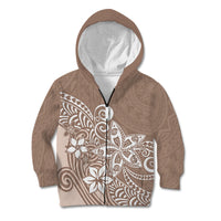 Polynesia Kid Hoodie Plumeria Beige Curves - Wonder Print Shop