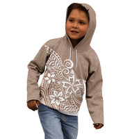 Polynesia Kid Hoodie Plumeria Beige Curves - Wonder Print Shop
