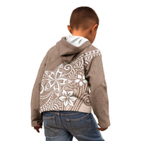 Polynesia Kid Hoodie Plumeria Beige Curves - Wonder Print Shop
