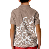 Polynesia Kid Polo Shirt Plumeria Beige Curves - Wonder Print Shop
