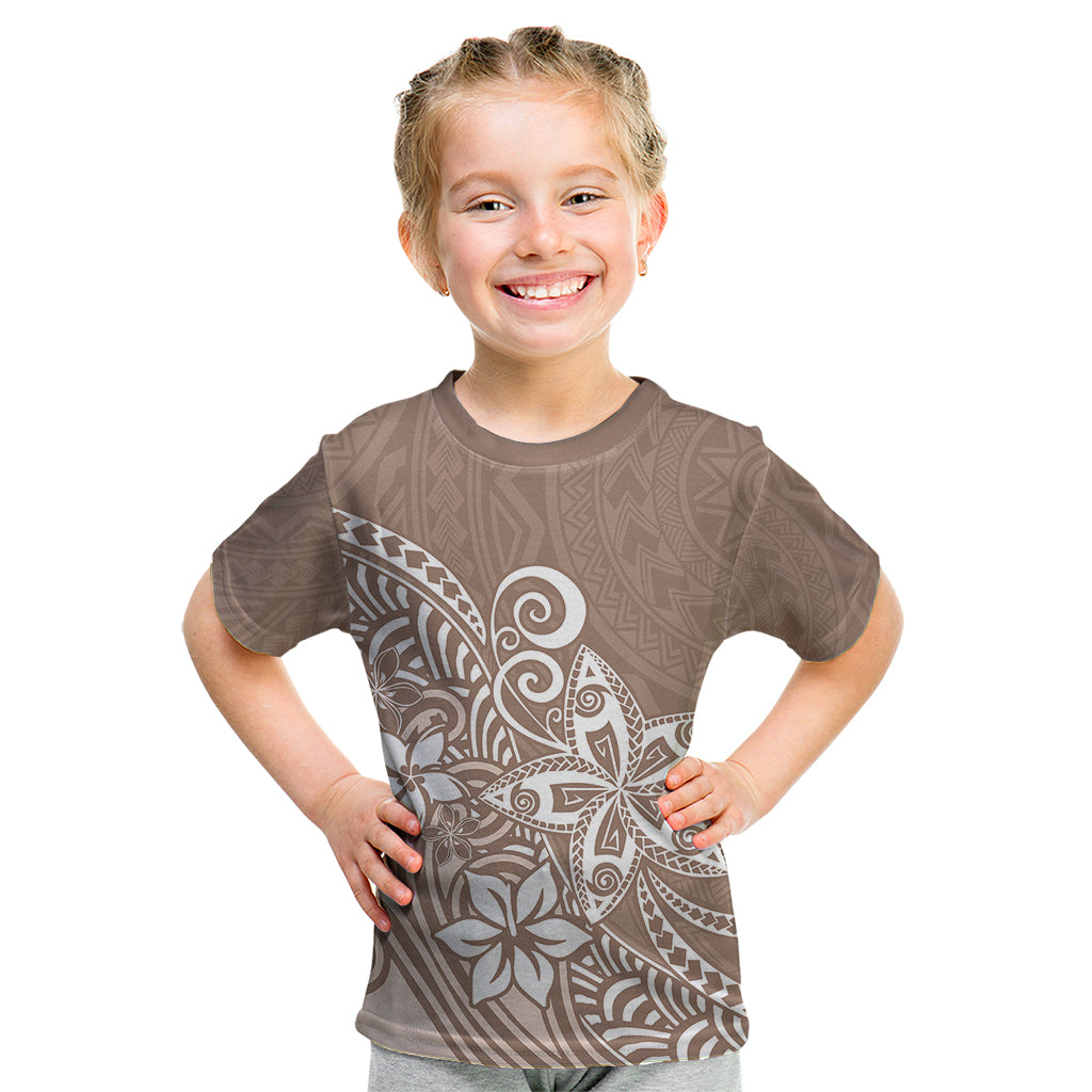 Polynesia Kid T Shirt Plumeria Beige Curves - Wonder Print Shop