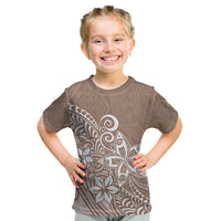 Polynesia Kid T Shirt Plumeria Beige Curves - Wonder Print Shop
