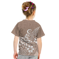 Polynesia Kid T Shirt Plumeria Beige Curves - Wonder Print Shop