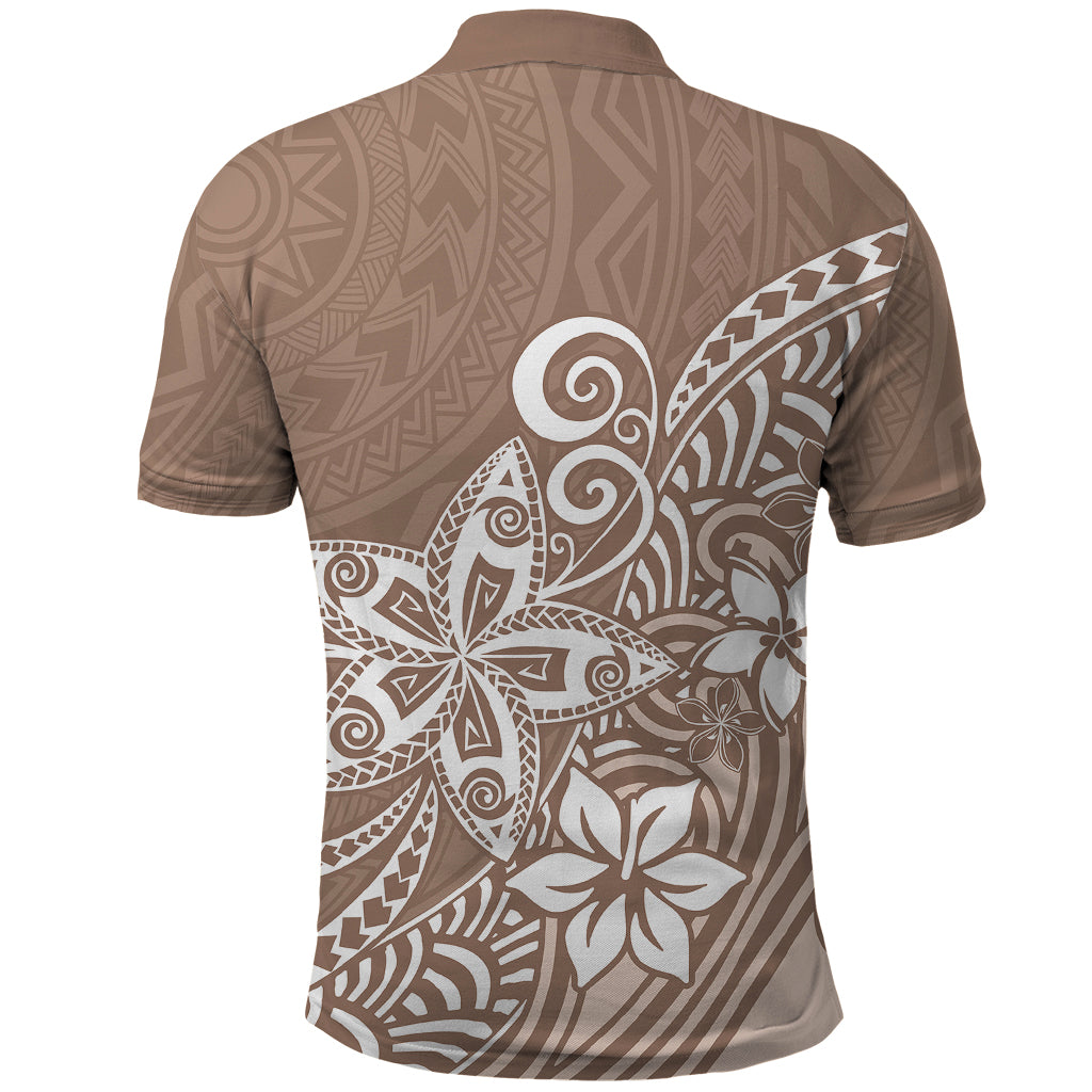 Polynesia Polo Shirt Plumeria Beige Curves - Wonder Print Shop