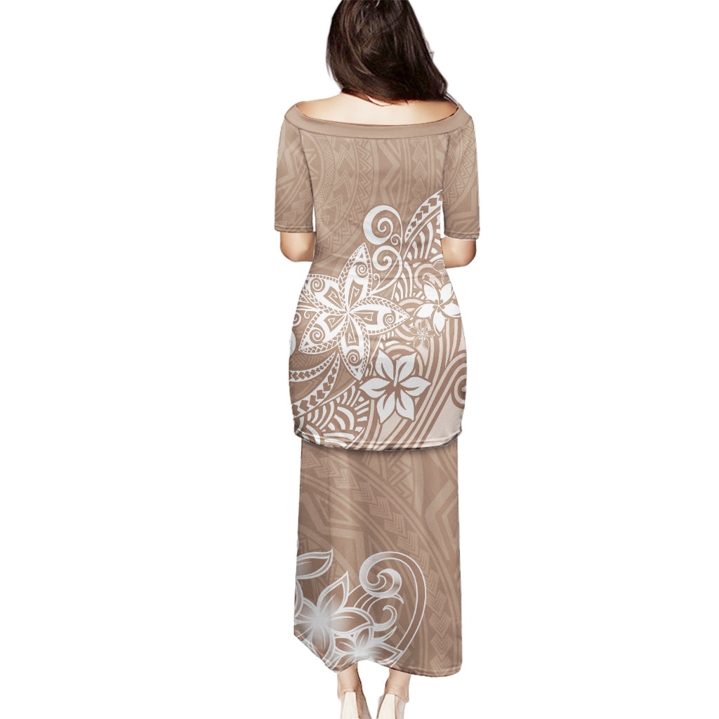 Polynesia Puletasi Plumeria Beige Curves - Wonder Print Shop