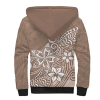 Polynesia Sherpa Hoodie Plumeria Beige Curves - Wonder Print Shop