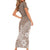 Polynesia Short Sleeve Bodycon Dress Plumeria Beige Curves - Wonder Print Shop