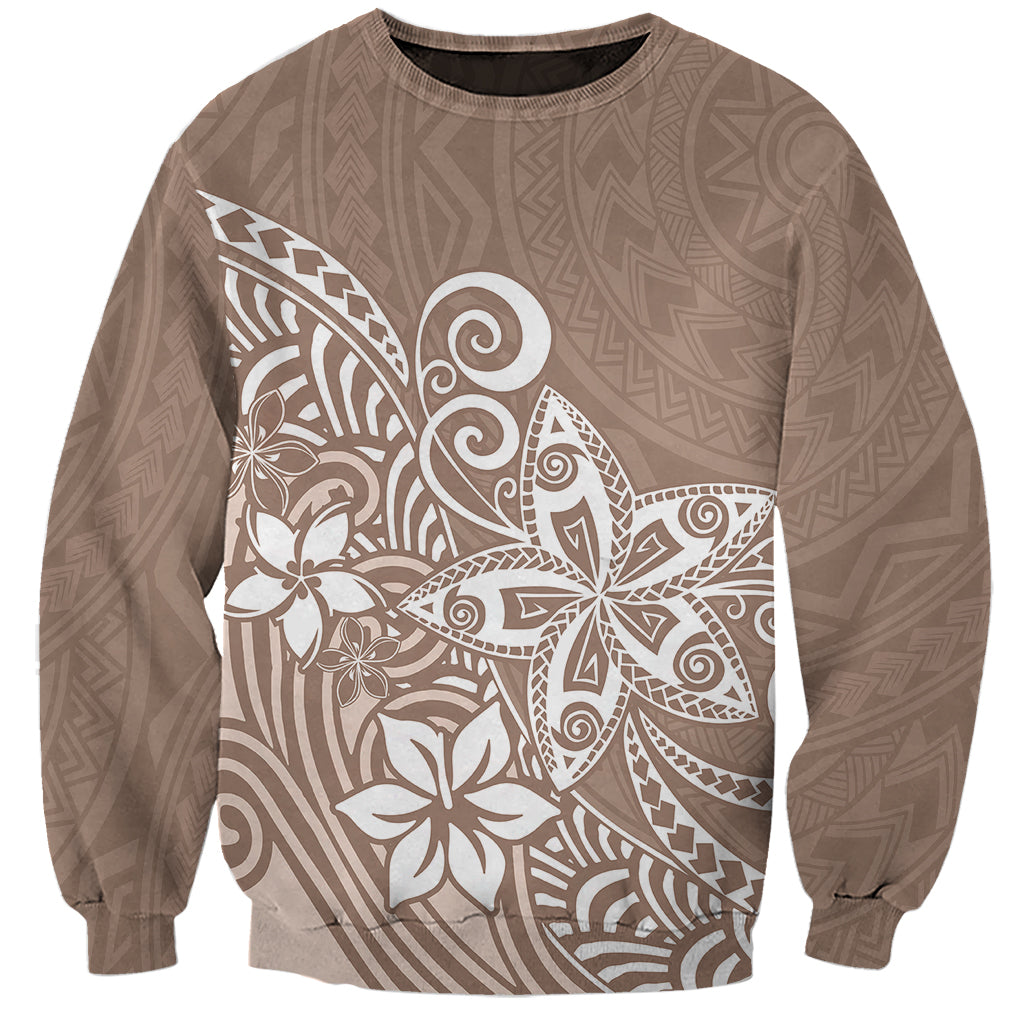 Polynesia Sweatshirt Plumeria Beige Curves - Wonder Print Shop