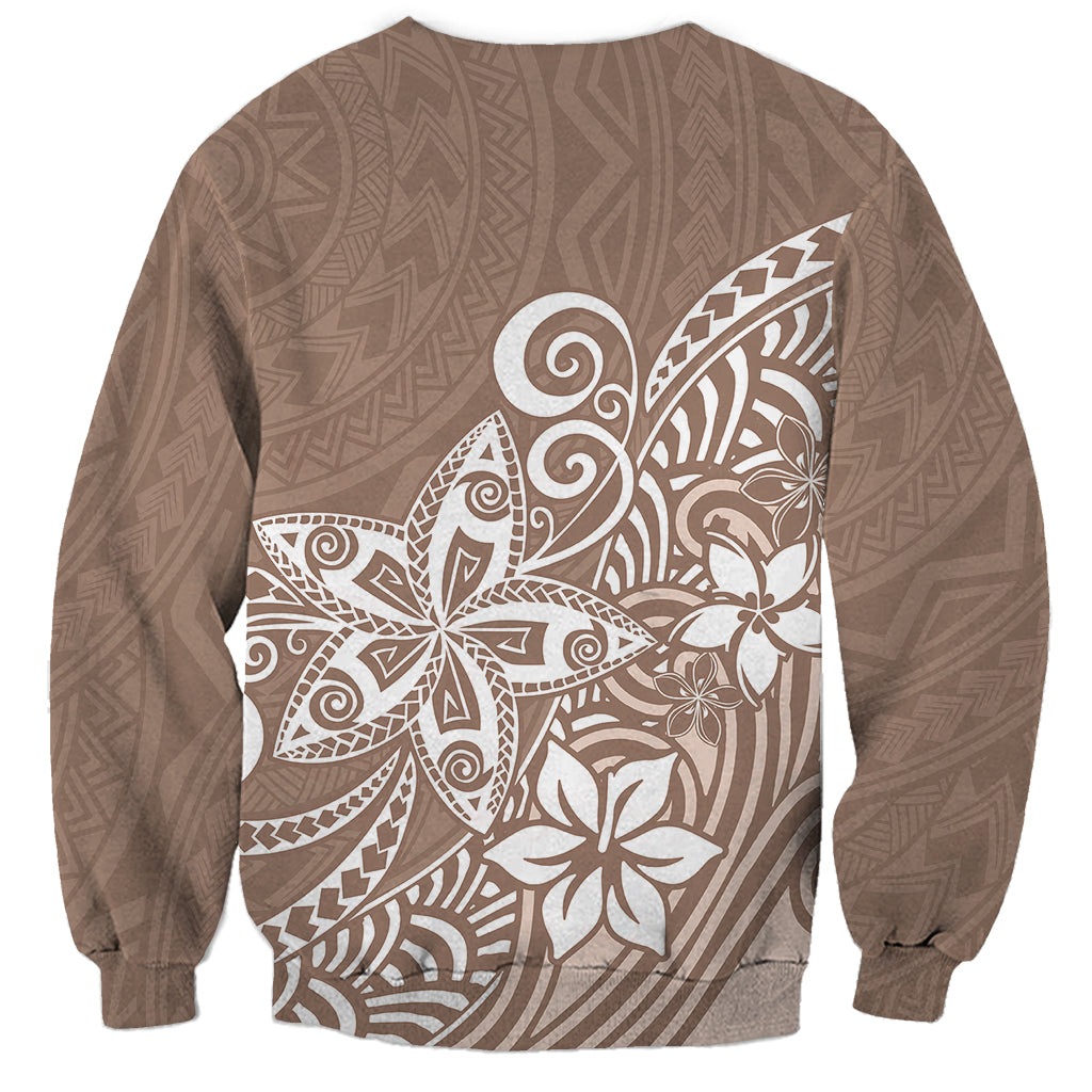 Polynesia Sweatshirt Plumeria Beige Curves - Wonder Print Shop