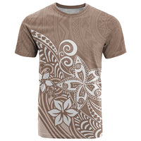 Polynesia T Shirt Plumeria Beige Curves - Wonder Print Shop